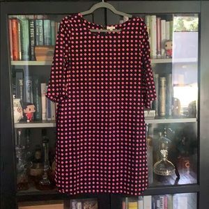 Gap 3/4 sleeve straight dress pink polka dot